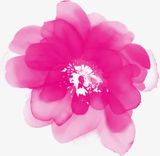 粉色空心水墨牡丹花免抠