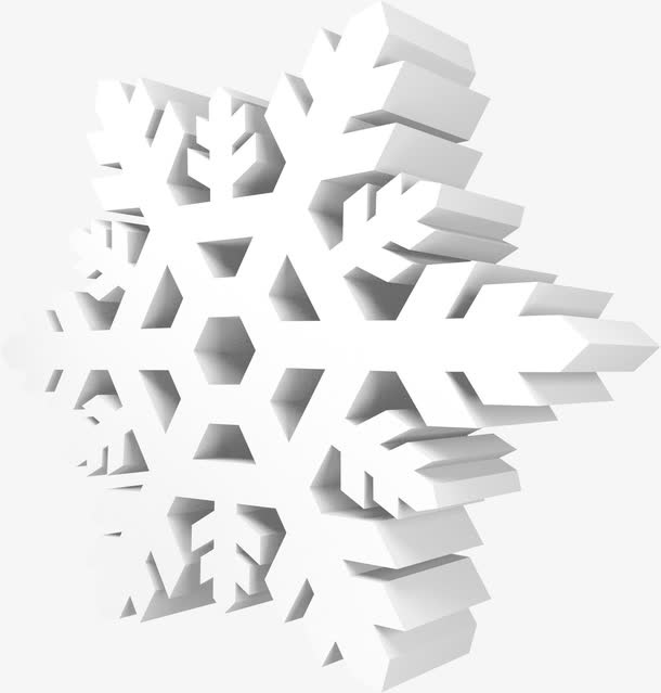 白色立体冬季雪花免抠