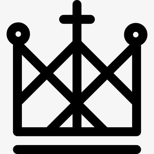 皇冠线条设计与天主教的十字架上图标免抠