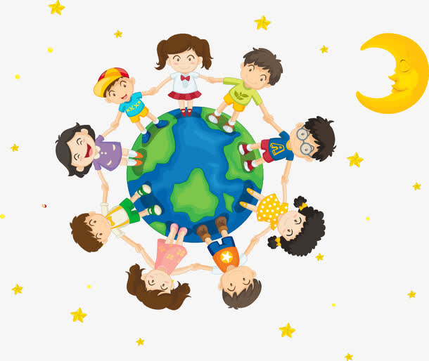 矢量地球和小孩免抠