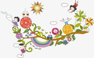 梦幻天真装饰儿童画免抠