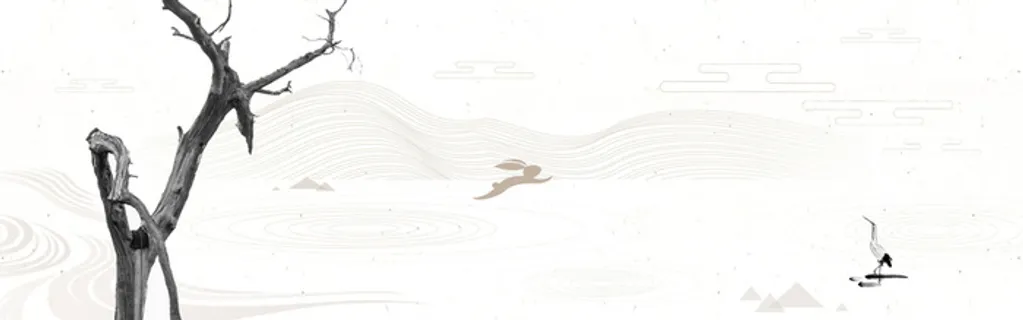 树枝中国风白色海报banner背景高清