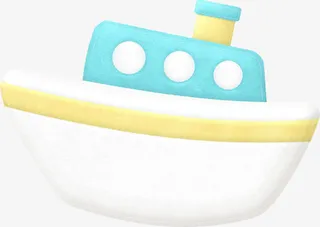 简单蓝色卡通小船免抠