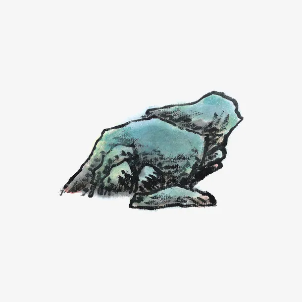 国画山水水墨画石头免抠