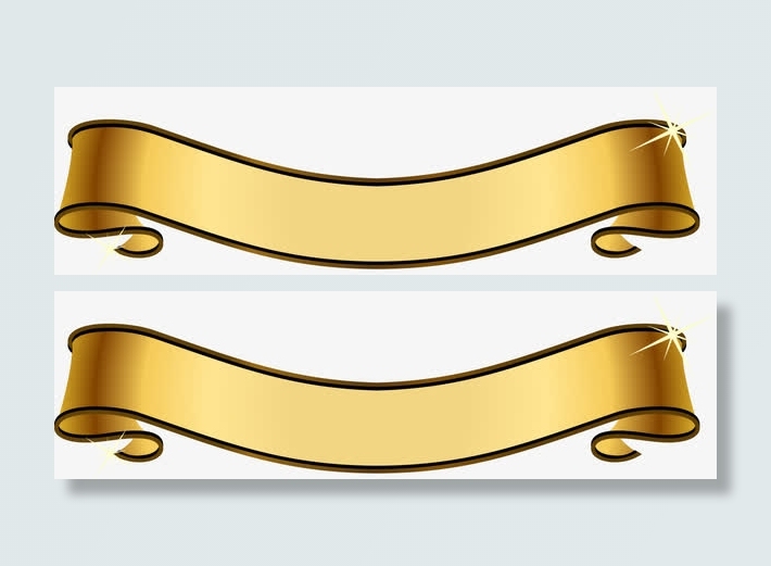 节庆金色闪耀缎带免抠