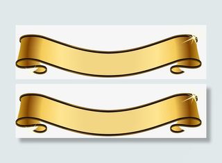 节庆金色闪耀缎带免抠