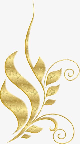 金色植物花纹免抠