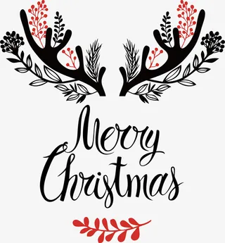 圣诞鹿角树枝免抠