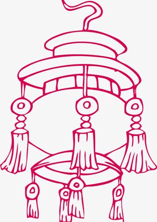 卡通复古挂钩矢量花灯灯笼免抠