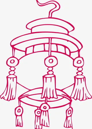 卡通复古挂钩矢量花灯灯笼免抠