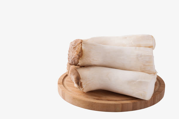 圆形木板上的杏鲍菇免抠