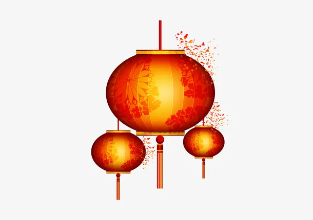 手绘春节新年灯笼挂饰免抠