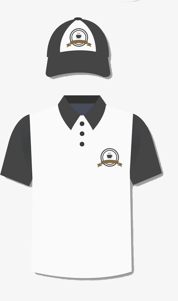 黑色的咖啡店服务员服装免抠