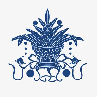 蓝色国风海报装饰免抠