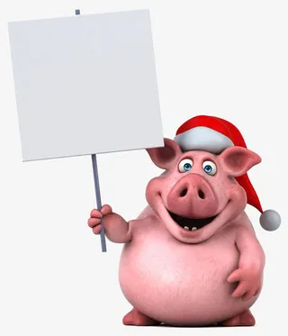 卡通举牌子小猪免抠