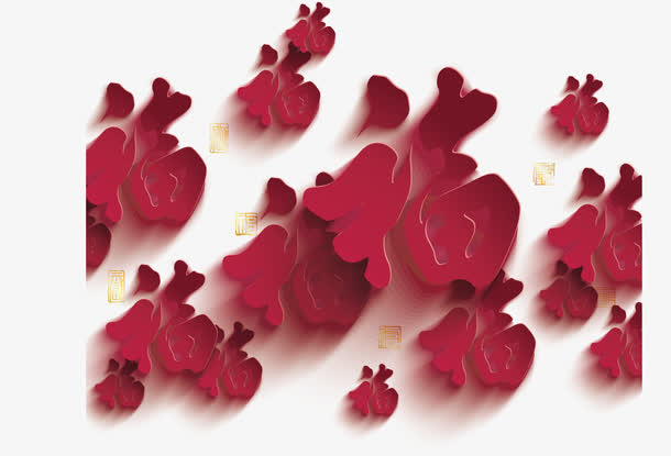 红色立体福字免抠