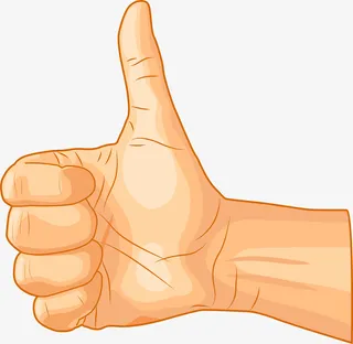 黄色手指点赞手势免抠手绘/卡通卡通元素