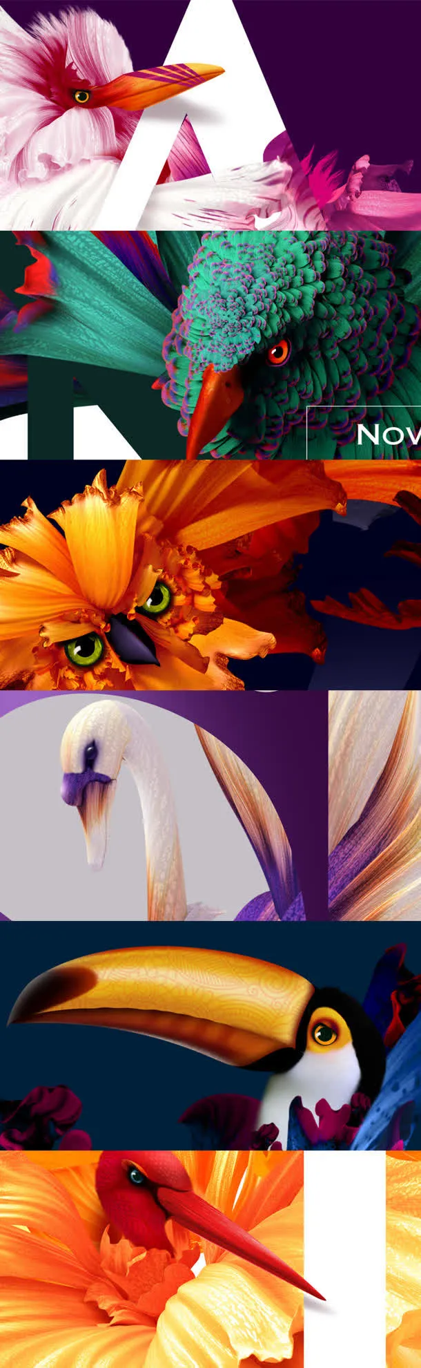 大气简约花鸟海报免抠