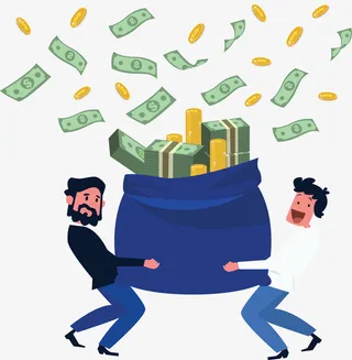 两个人一起抬着钱袋免抠