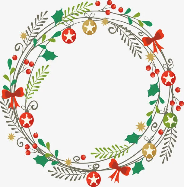 圣诞树枝花环免抠