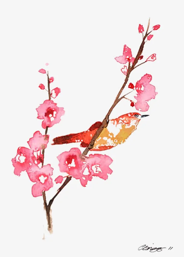 手绘梅花免抠