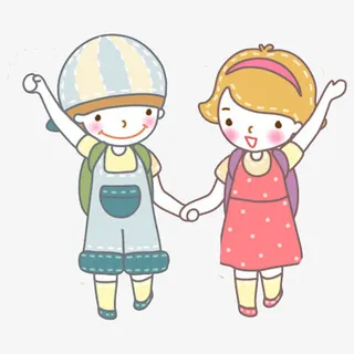 手拉手的孩子免抠