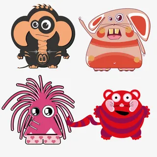 卡通小象章鱼老虎免抠