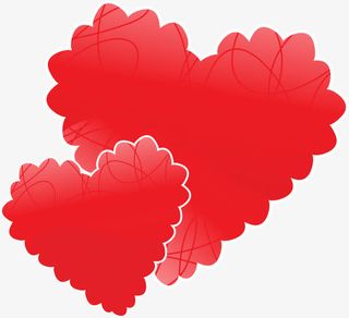 红色线条花边爱心免抠