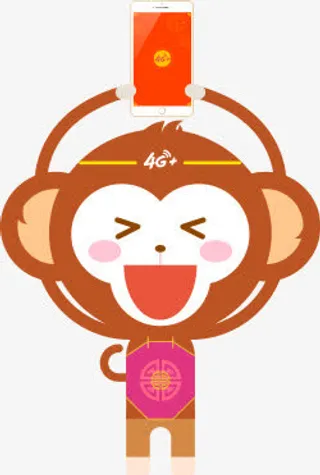 拿红包开心的猴子卡通免抠