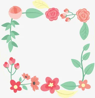 春天花朵浪漫边框免抠