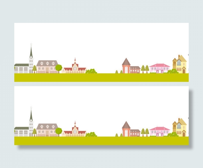 精美韩国卡通建筑banner背景