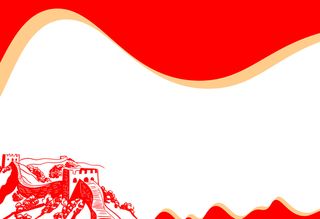 红色长城山水简约背景高清