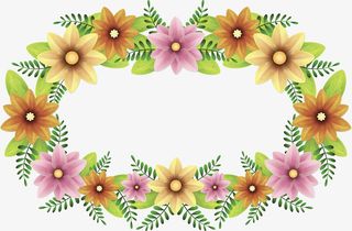 精美春天花朵装饰框免抠