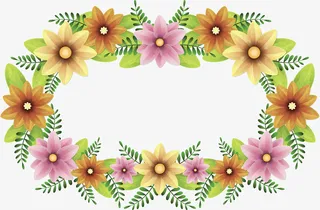 精美春天花朵装饰框免抠