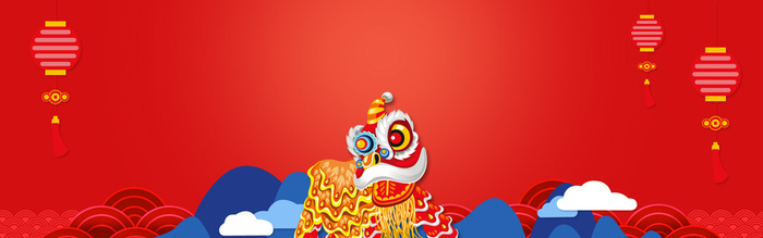 新年中国风扁平红色电商海报背景高清
