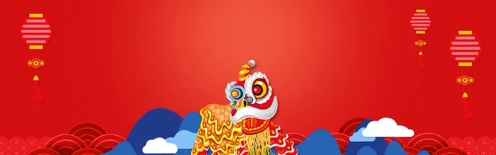 新年中国风扁平红色电商海报背景高清