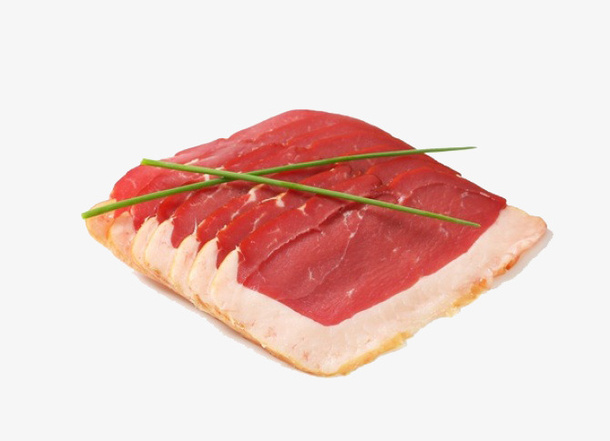 两根葱与红色鸭胸肉免抠