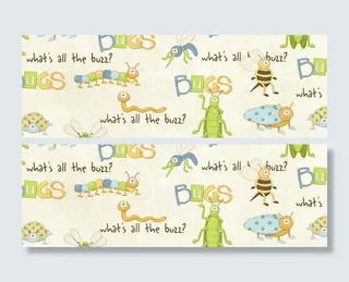 虫子聚会蜜蜂蚯蚓蚊子毛毛虫卡通昆虫背景图高清