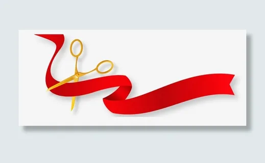 金色剪刀喜庆剪彩免抠