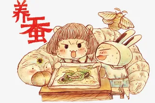 养蚕的小孩免抠