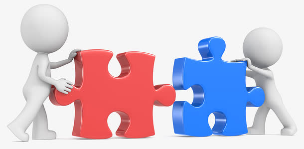 玩拼图的3D小人免抠