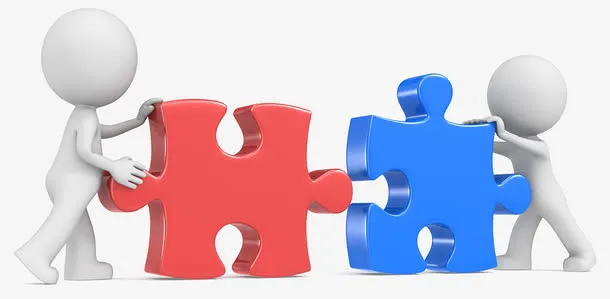 玩拼图的3D小人免抠