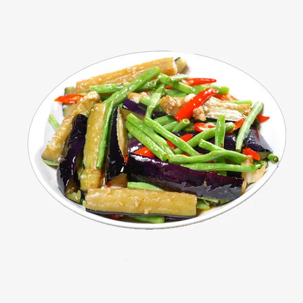 产品实物美食茄子豆角免抠