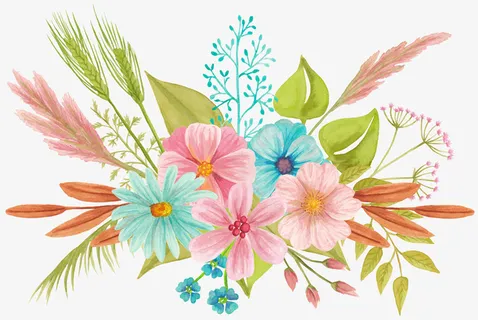 国潮手绘插画鲜花免抠 国潮手绘插画鲜花免抠