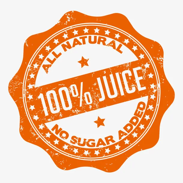 卡通涂鸦百分百果汁印戳免抠标签元素