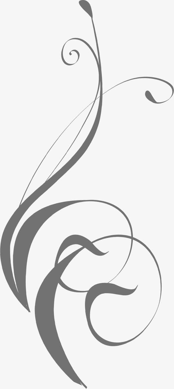 灰色藤蔓手绘人物花纹免抠