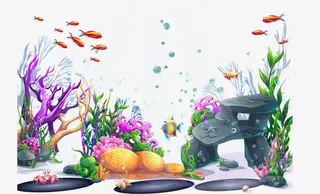 热闹的海底世界矢量素材免抠