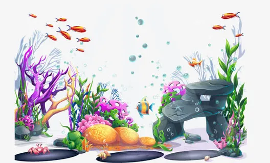 热闹的海底世界矢量素材免抠 热闹的海底世界矢量素材免抠
