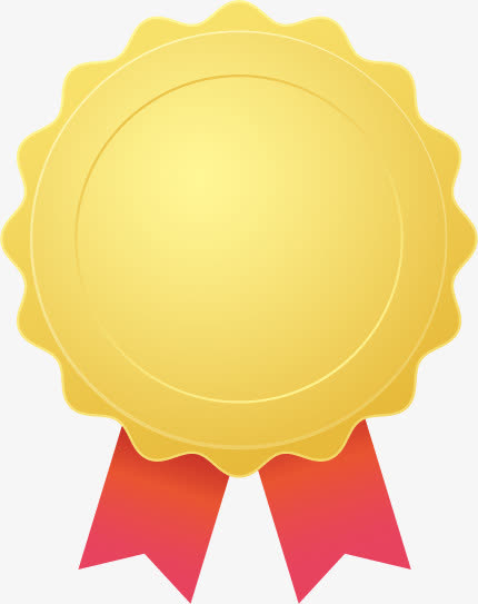 卡通金色太阳奖牌免抠