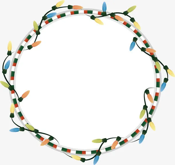 圣诞节彩灯装饰边框免抠